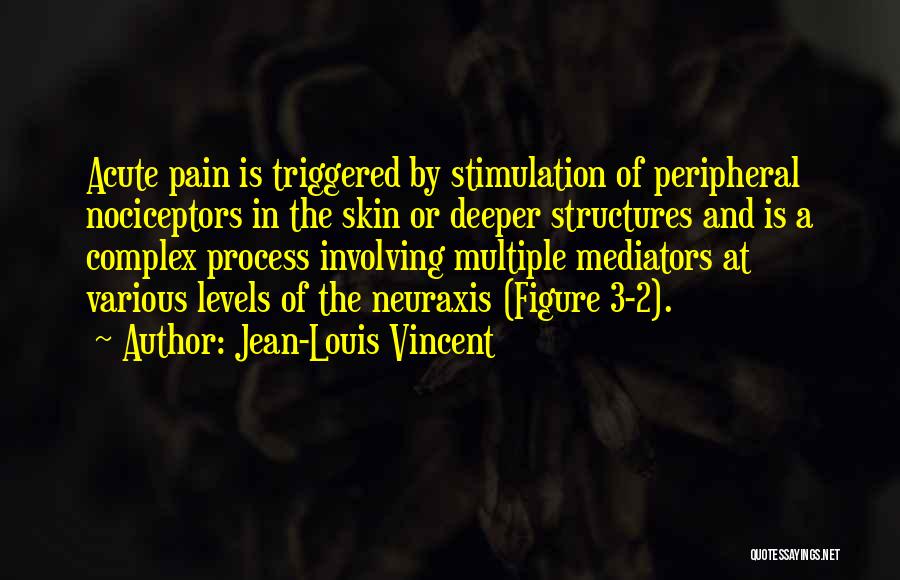 Jean-Louis Vincent Quotes: Acute Pain Is Triggered By Stimulation Of Peripheral Nociceptors In The Skin Or Deeper Structures And Is A Complex Process