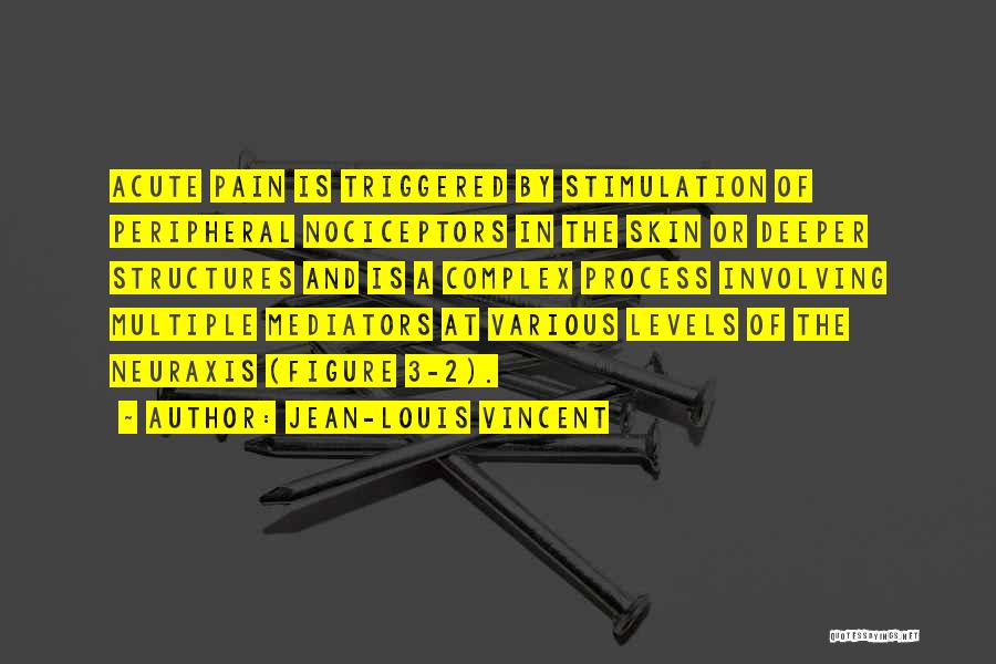 Jean-Louis Vincent Quotes: Acute Pain Is Triggered By Stimulation Of Peripheral Nociceptors In The Skin Or Deeper Structures And Is A Complex Process