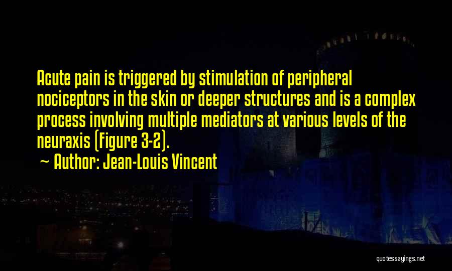 Jean-Louis Vincent Quotes: Acute Pain Is Triggered By Stimulation Of Peripheral Nociceptors In The Skin Or Deeper Structures And Is A Complex Process