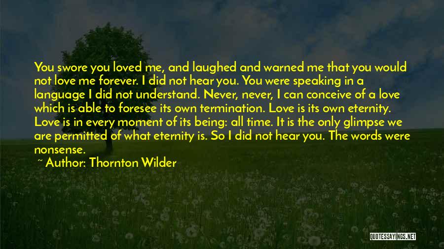 Thornton Wilder Quotes: You Swore You Loved Me, And Laughed And Warned Me That You Would Not Love Me Forever. I Did Not