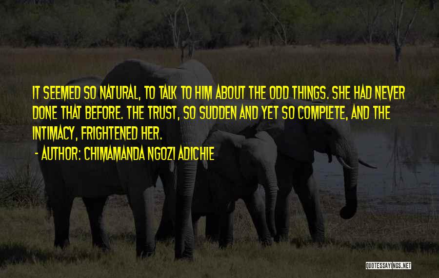 Chimamanda Ngozi Adichie Quotes: It Seemed So Natural, To Talk To Him About The Odd Things. She Had Never Done That Before. The Trust,