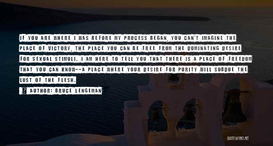 Bruce Lengeman Quotes: If You Are Where I Was Before My Process Began, You Can't Imagine The Place Of Victory, The Place You