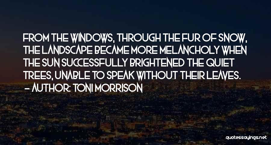 Toni Morrison Quotes: From The Windows, Through The Fur Of Snow, The Landscape Became More Melancholy When The Sun Successfully Brightened The Quiet