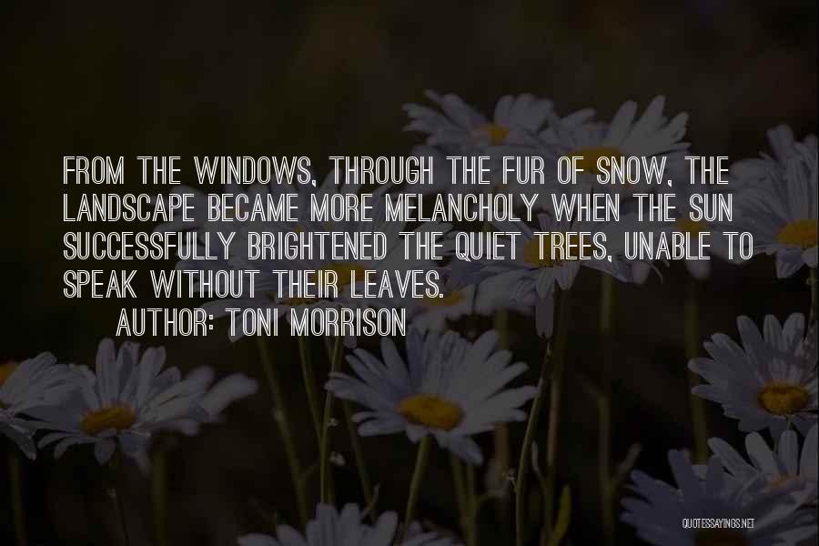 Toni Morrison Quotes: From The Windows, Through The Fur Of Snow, The Landscape Became More Melancholy When The Sun Successfully Brightened The Quiet