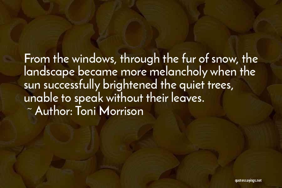 Toni Morrison Quotes: From The Windows, Through The Fur Of Snow, The Landscape Became More Melancholy When The Sun Successfully Brightened The Quiet