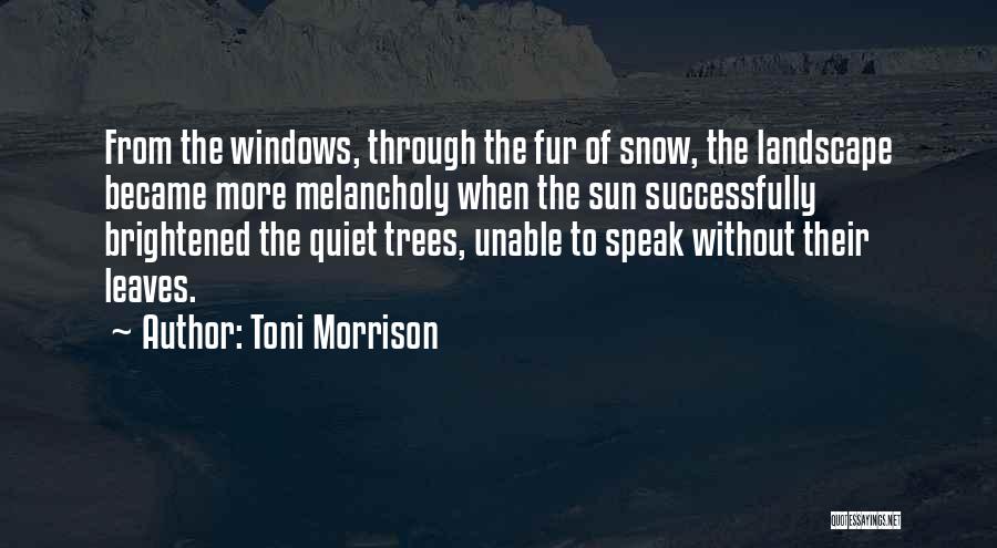 Toni Morrison Quotes: From The Windows, Through The Fur Of Snow, The Landscape Became More Melancholy When The Sun Successfully Brightened The Quiet