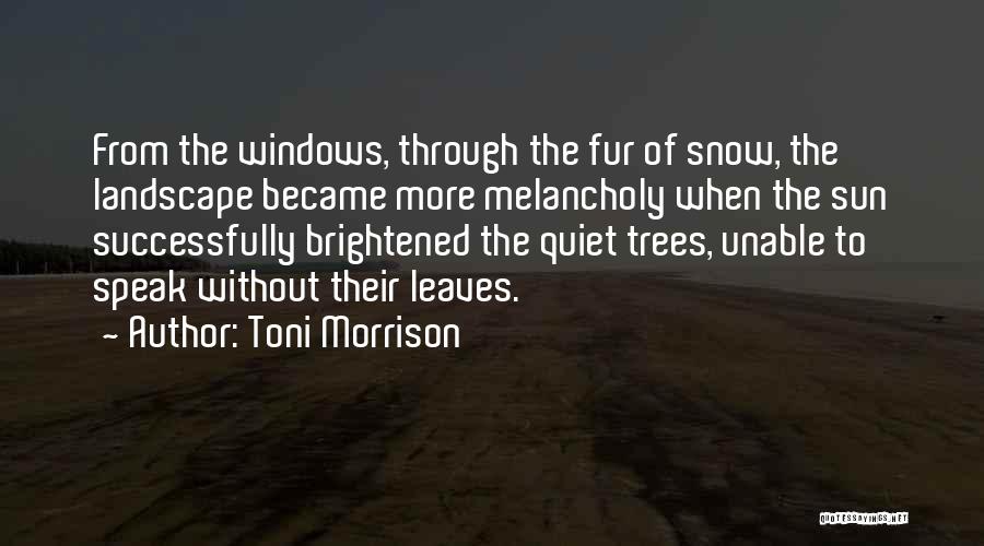 Toni Morrison Quotes: From The Windows, Through The Fur Of Snow, The Landscape Became More Melancholy When The Sun Successfully Brightened The Quiet