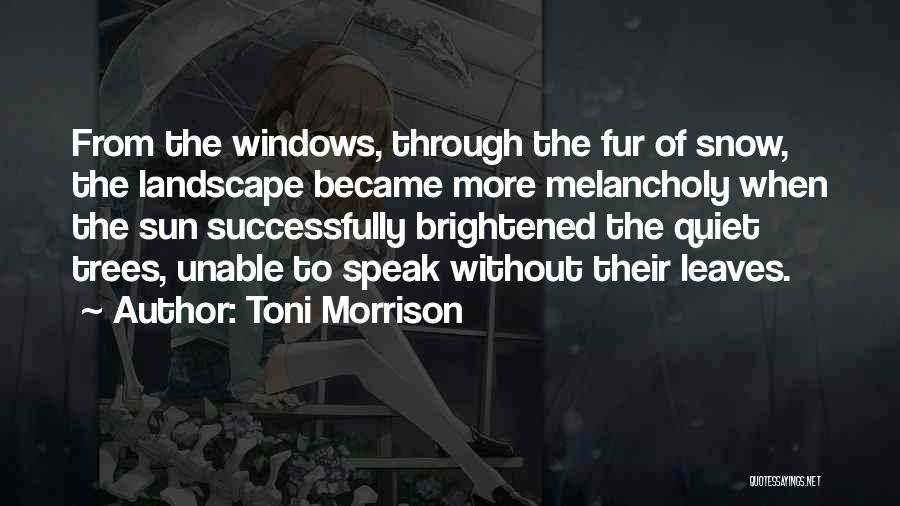 Toni Morrison Quotes: From The Windows, Through The Fur Of Snow, The Landscape Became More Melancholy When The Sun Successfully Brightened The Quiet