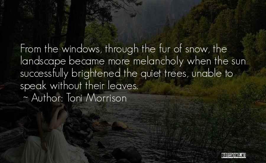 Toni Morrison Quotes: From The Windows, Through The Fur Of Snow, The Landscape Became More Melancholy When The Sun Successfully Brightened The Quiet