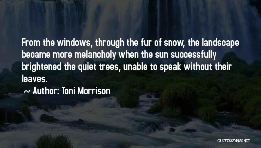 Toni Morrison Quotes: From The Windows, Through The Fur Of Snow, The Landscape Became More Melancholy When The Sun Successfully Brightened The Quiet