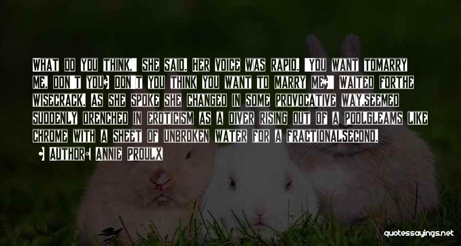 Annie Proulx Quotes: What Do You Think,' She Said. Her Voice Was Rapid. 'you Want Tomarry Me, Don't You? Don't You Think You