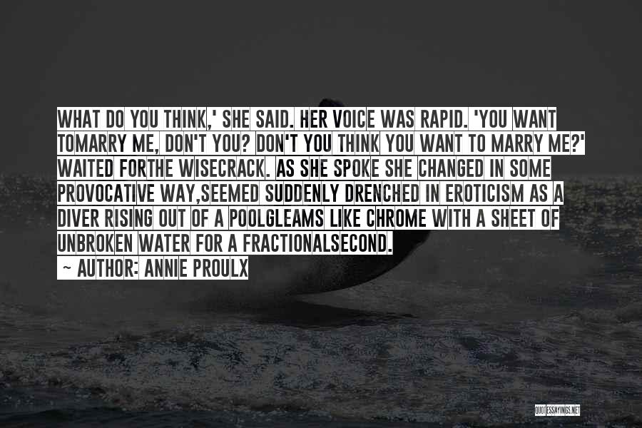 Annie Proulx Quotes: What Do You Think,' She Said. Her Voice Was Rapid. 'you Want Tomarry Me, Don't You? Don't You Think You