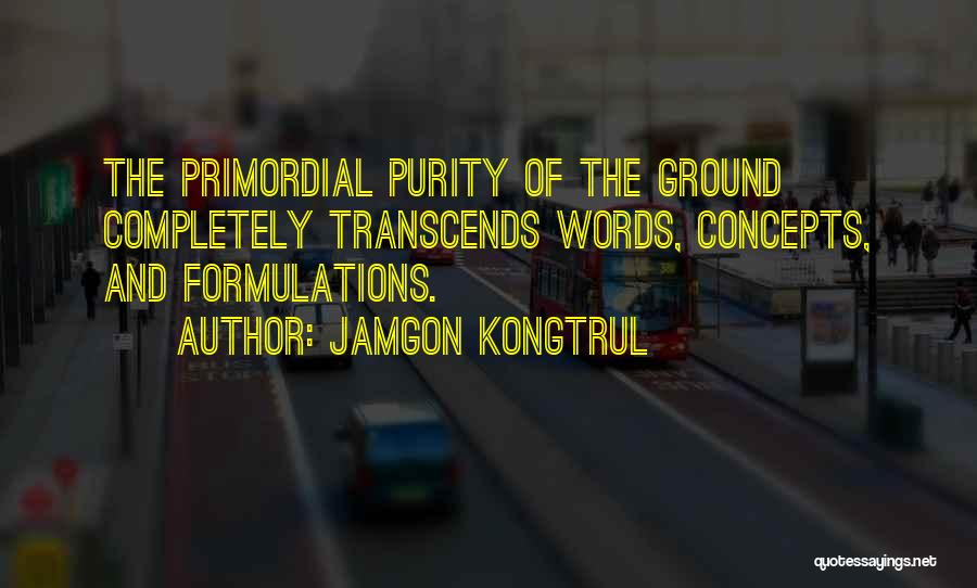 Jamgon Kongtrul Quotes: The Primordial Purity Of The Ground Completely Transcends Words, Concepts, And Formulations.