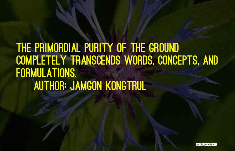 Jamgon Kongtrul Quotes: The Primordial Purity Of The Ground Completely Transcends Words, Concepts, And Formulations.