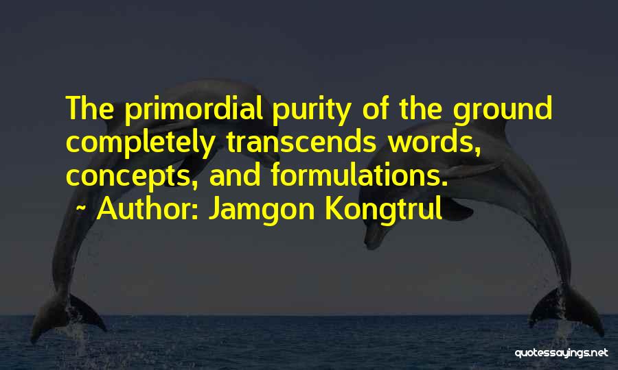 Jamgon Kongtrul Quotes: The Primordial Purity Of The Ground Completely Transcends Words, Concepts, And Formulations.