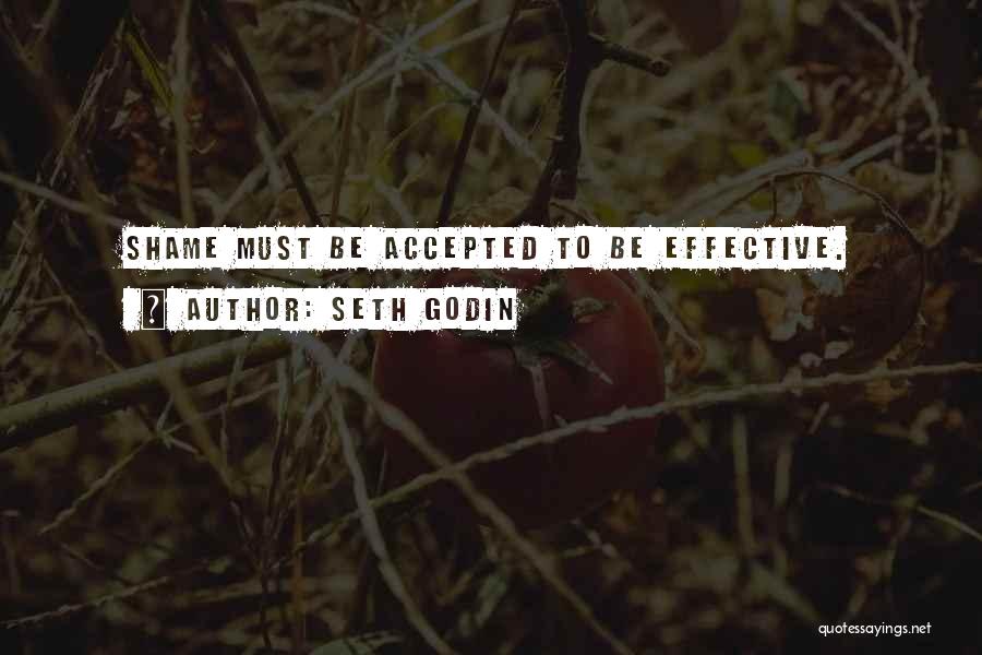 Seth Godin Quotes: Shame Must Be Accepted To Be Effective.