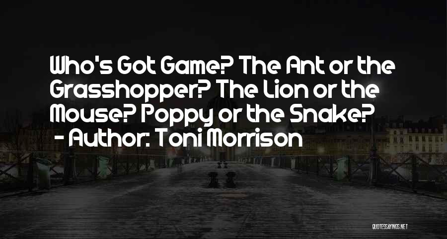 Toni Morrison Quotes: Who's Got Game? The Ant Or The Grasshopper? The Lion Or The Mouse? Poppy Or The Snake?