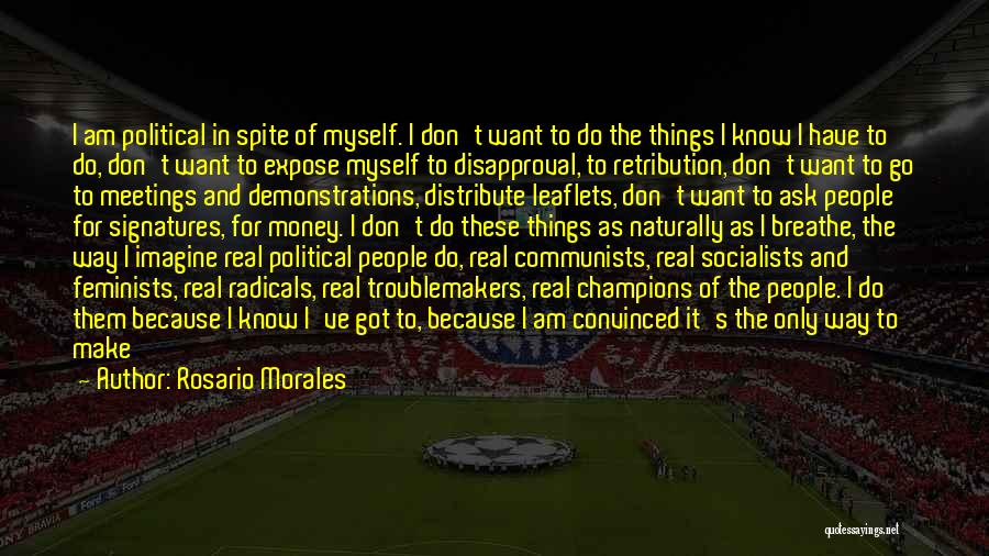 Rosario Morales Quotes: I Am Political In Spite Of Myself. I Don't Want To Do The Things I Know I Have To Do,