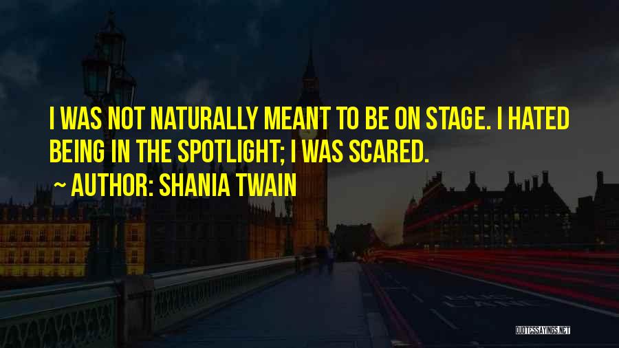 Shania Twain Quotes: I Was Not Naturally Meant To Be On Stage. I Hated Being In The Spotlight; I Was Scared.