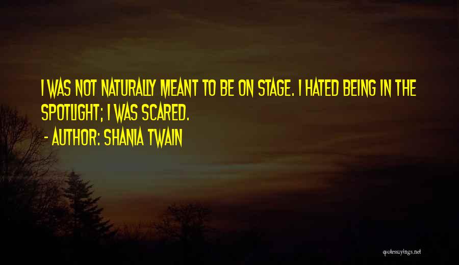 Shania Twain Quotes: I Was Not Naturally Meant To Be On Stage. I Hated Being In The Spotlight; I Was Scared.