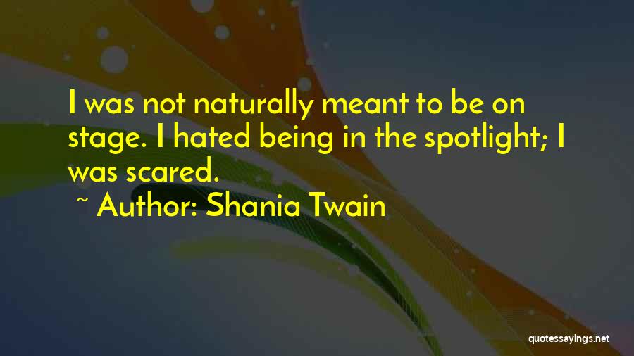 Shania Twain Quotes: I Was Not Naturally Meant To Be On Stage. I Hated Being In The Spotlight; I Was Scared.