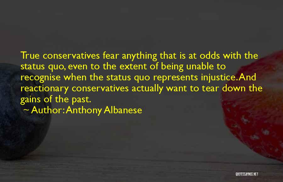 Anthony Albanese Quotes: True Conservatives Fear Anything That Is At Odds With The Status Quo, Even To The Extent Of Being Unable To