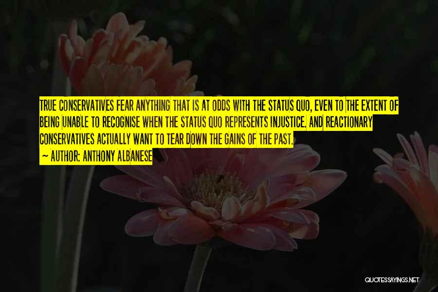 Anthony Albanese Quotes: True Conservatives Fear Anything That Is At Odds With The Status Quo, Even To The Extent Of Being Unable To