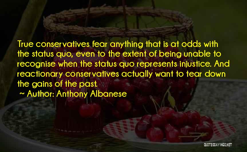 Anthony Albanese Quotes: True Conservatives Fear Anything That Is At Odds With The Status Quo, Even To The Extent Of Being Unable To