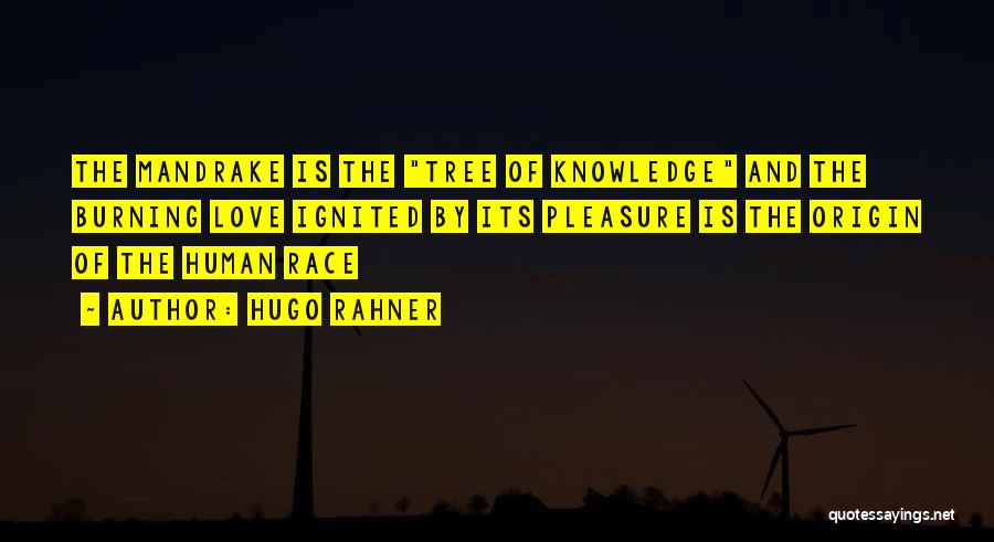 Hugo Rahner Quotes: The Mandrake Is The Tree Of Knowledge And The Burning Love Ignited By Its Pleasure Is The Origin Of The