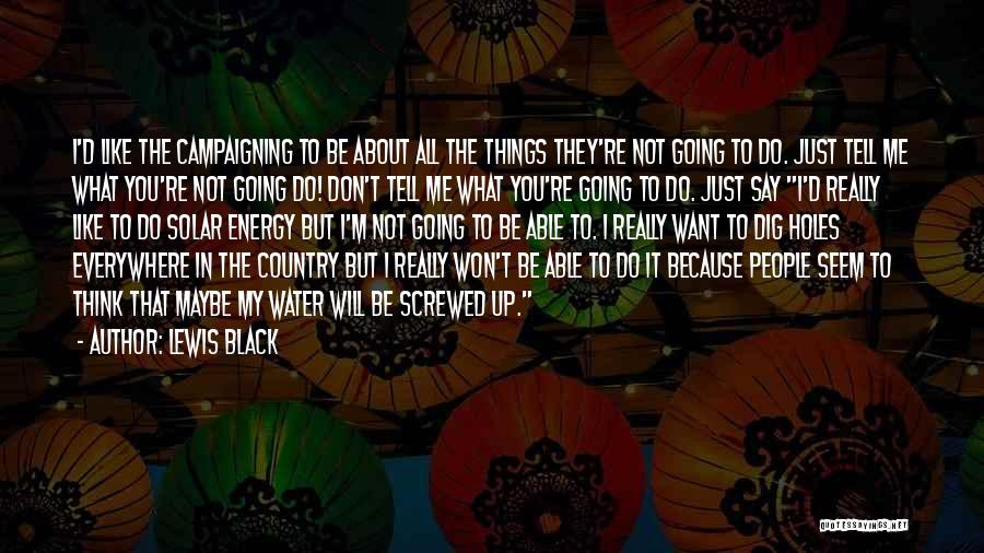 Lewis Black Quotes: I'd Like The Campaigning To Be About All The Things They're Not Going To Do. Just Tell Me What You're