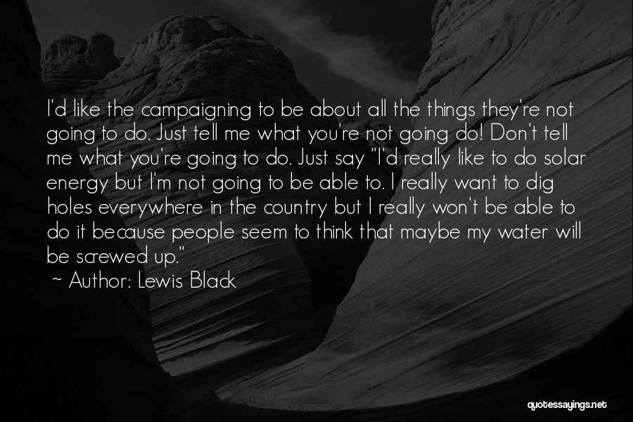 Lewis Black Quotes: I'd Like The Campaigning To Be About All The Things They're Not Going To Do. Just Tell Me What You're