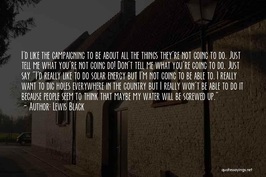 Lewis Black Quotes: I'd Like The Campaigning To Be About All The Things They're Not Going To Do. Just Tell Me What You're