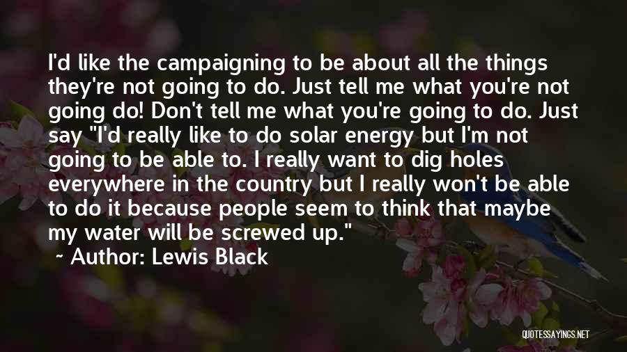 Lewis Black Quotes: I'd Like The Campaigning To Be About All The Things They're Not Going To Do. Just Tell Me What You're