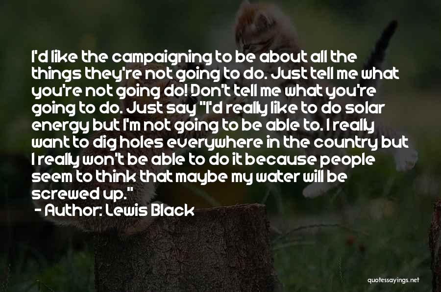 Lewis Black Quotes: I'd Like The Campaigning To Be About All The Things They're Not Going To Do. Just Tell Me What You're