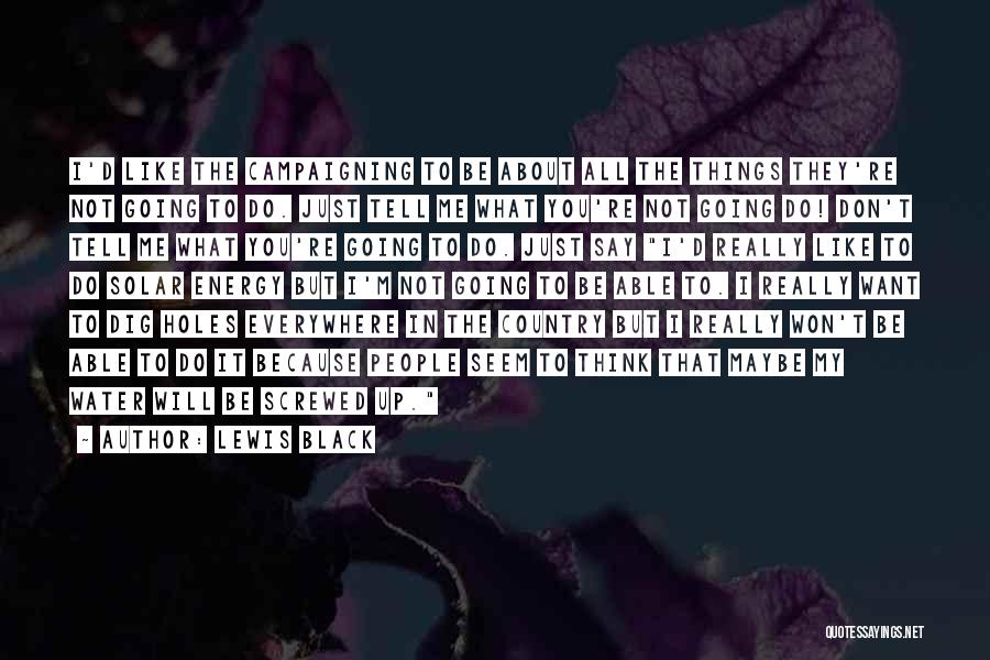 Lewis Black Quotes: I'd Like The Campaigning To Be About All The Things They're Not Going To Do. Just Tell Me What You're