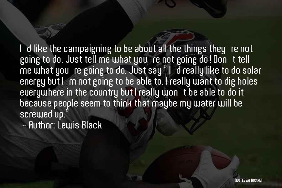 Lewis Black Quotes: I'd Like The Campaigning To Be About All The Things They're Not Going To Do. Just Tell Me What You're