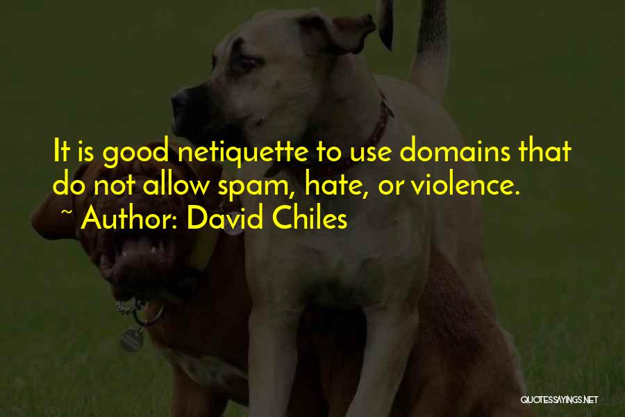 David Chiles Quotes: It Is Good Netiquette To Use Domains That Do Not Allow Spam, Hate, Or Violence.