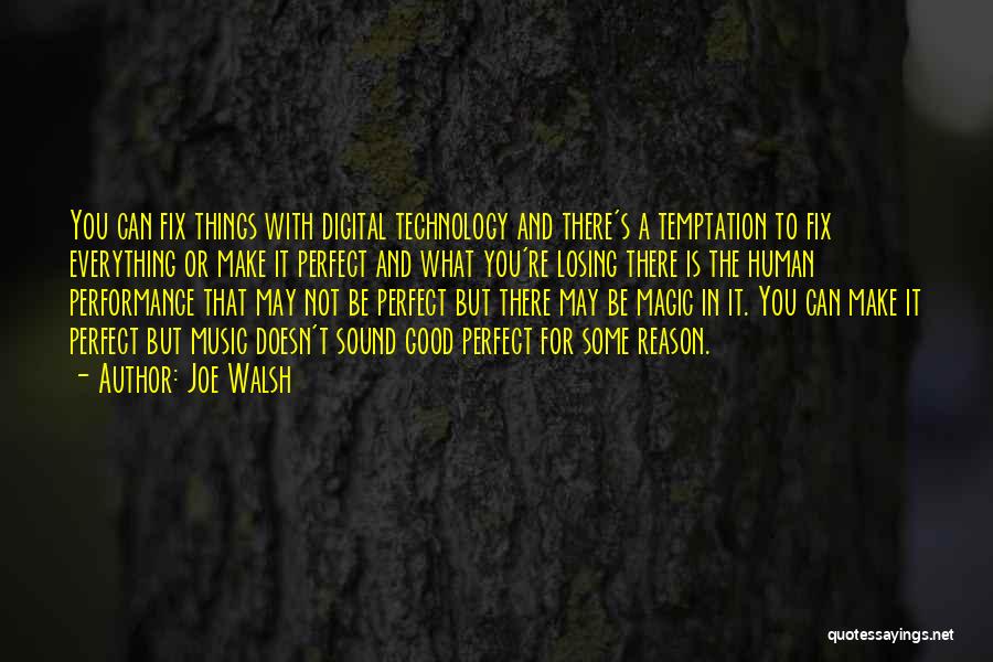 Joe Walsh Quotes: You Can Fix Things With Digital Technology And There's A Temptation To Fix Everything Or Make It Perfect And What