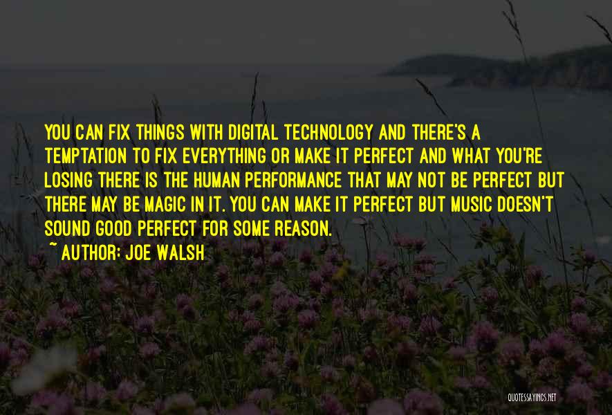 Joe Walsh Quotes: You Can Fix Things With Digital Technology And There's A Temptation To Fix Everything Or Make It Perfect And What