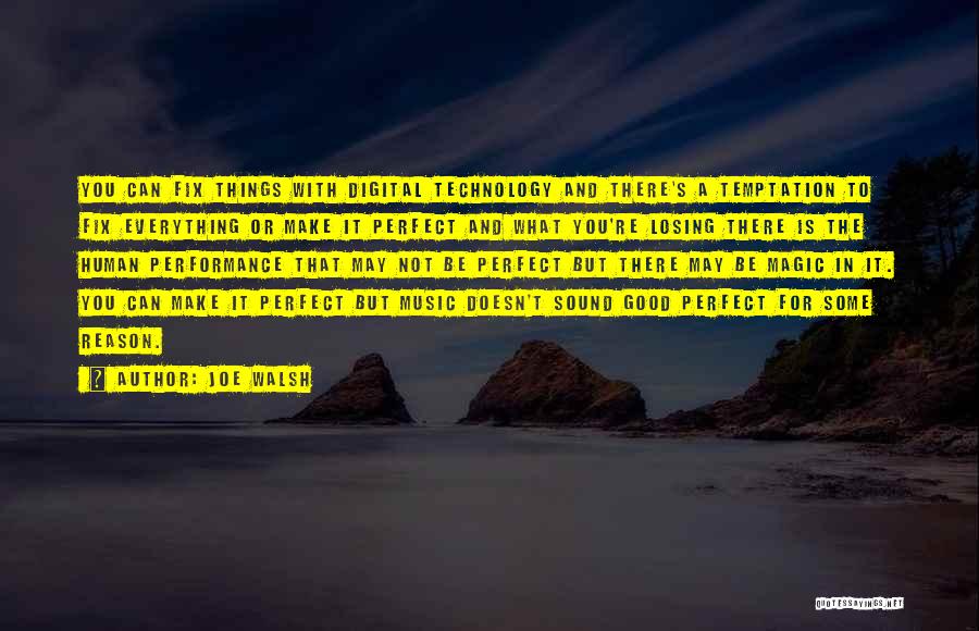 Joe Walsh Quotes: You Can Fix Things With Digital Technology And There's A Temptation To Fix Everything Or Make It Perfect And What