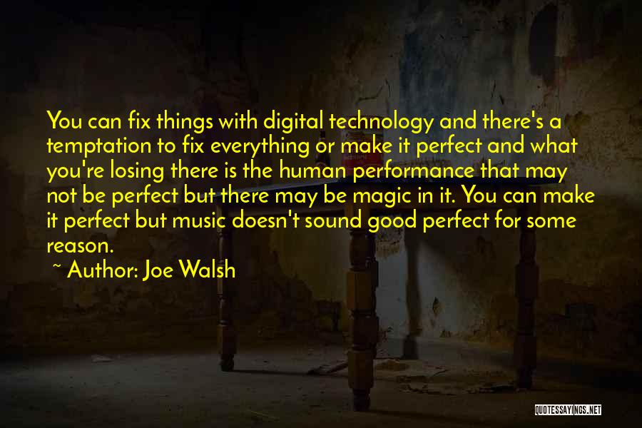 Joe Walsh Quotes: You Can Fix Things With Digital Technology And There's A Temptation To Fix Everything Or Make It Perfect And What