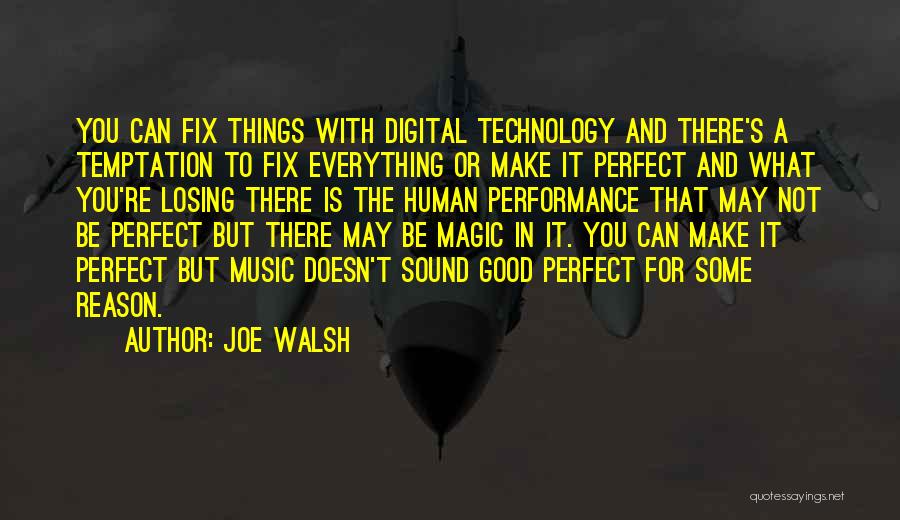 Joe Walsh Quotes: You Can Fix Things With Digital Technology And There's A Temptation To Fix Everything Or Make It Perfect And What