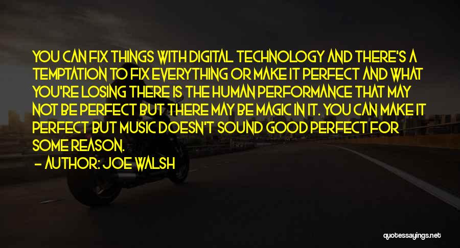Joe Walsh Quotes: You Can Fix Things With Digital Technology And There's A Temptation To Fix Everything Or Make It Perfect And What