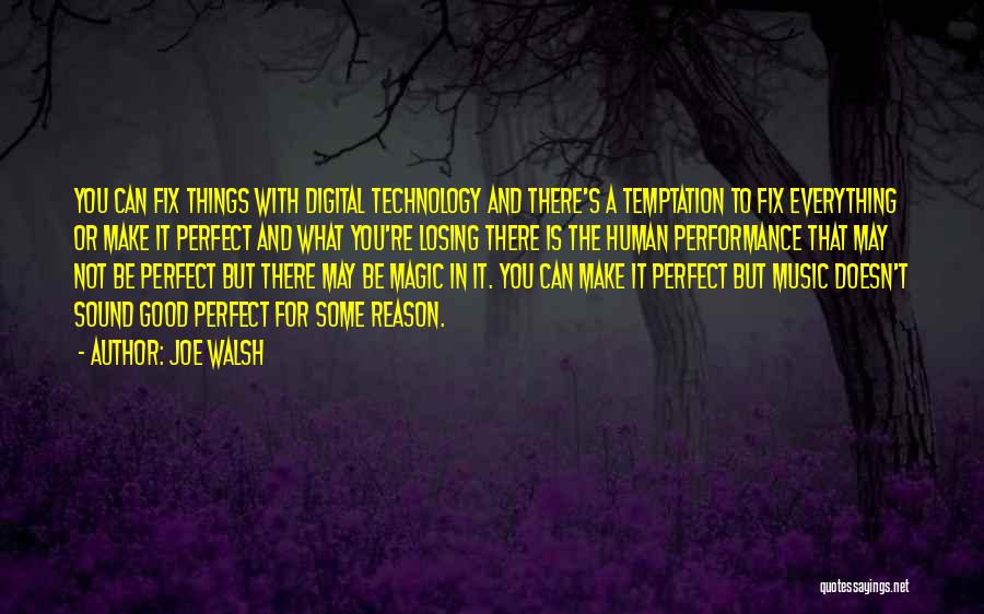 Joe Walsh Quotes: You Can Fix Things With Digital Technology And There's A Temptation To Fix Everything Or Make It Perfect And What