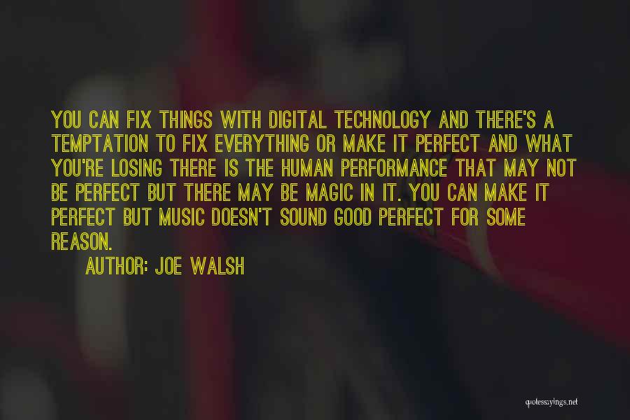 Joe Walsh Quotes: You Can Fix Things With Digital Technology And There's A Temptation To Fix Everything Or Make It Perfect And What