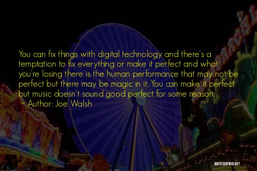 Joe Walsh Quotes: You Can Fix Things With Digital Technology And There's A Temptation To Fix Everything Or Make It Perfect And What