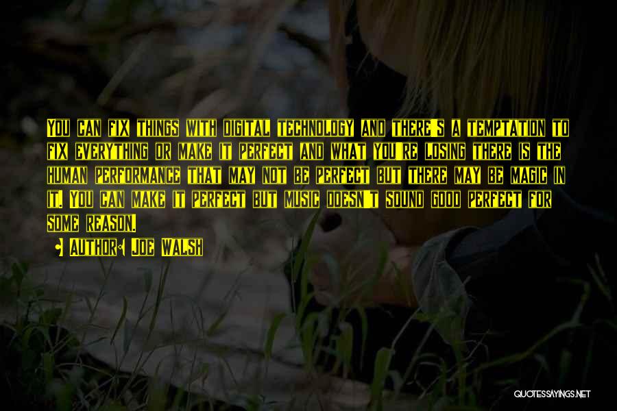 Joe Walsh Quotes: You Can Fix Things With Digital Technology And There's A Temptation To Fix Everything Or Make It Perfect And What