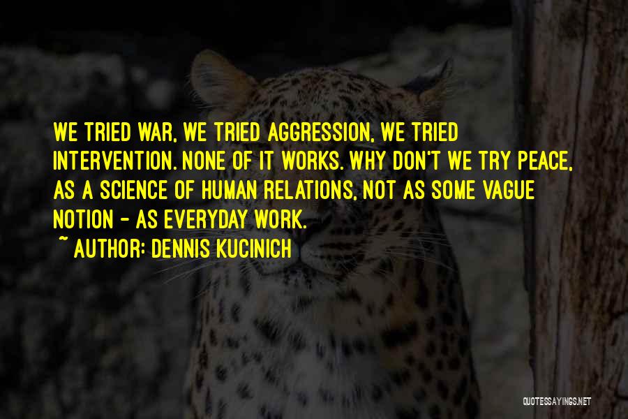 Dennis Kucinich Quotes: We Tried War, We Tried Aggression, We Tried Intervention. None Of It Works. Why Don't We Try Peace, As A