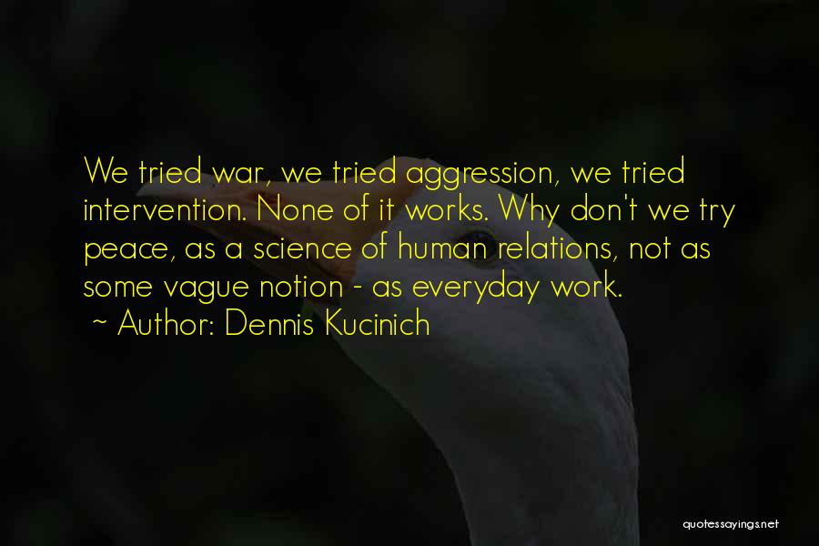 Dennis Kucinich Quotes: We Tried War, We Tried Aggression, We Tried Intervention. None Of It Works. Why Don't We Try Peace, As A