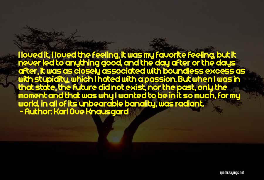 Karl Ove Knausgard Quotes: I Loved It, I Loved The Feeling, It Was My Favorite Feeling, But It Never Led To Anything Good, And